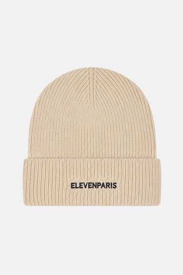 Bonnet Snoop Écru à plat vu de dos, inscription ELEVENPARIS brodée noire sur le revers