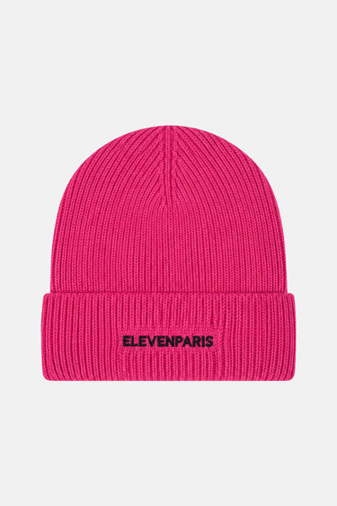 Bonnet Snoop Rose fuchsia à plat vu de dos, inscription ELEVENPARIS brodée noire sur le revers