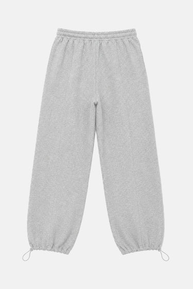 Jogging Tulum Gris Chiné vu de dos à plat, uni, taille élastiquée et cordons de serrage aux chevilles