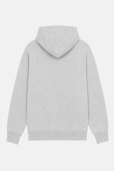Sweat à capuche Tyson Gris Chiné à plat vu de dos, capuche et bords côtes, fond blanc uni